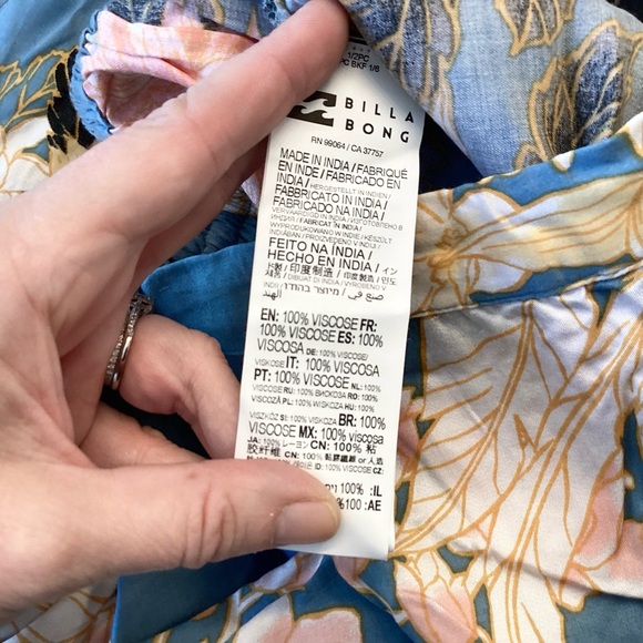 NWT Billabong New Love Floral Wide Leg Beach Pants - Blue - S - Picture 10 of 11